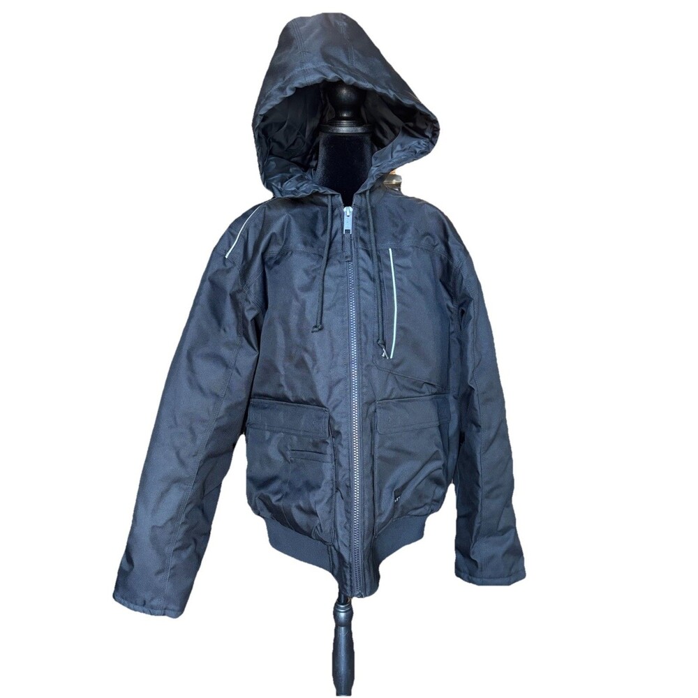 Walls Jacket Mens Sz L Black Quilted Bomber Full Zip Insulated Lined Pockets